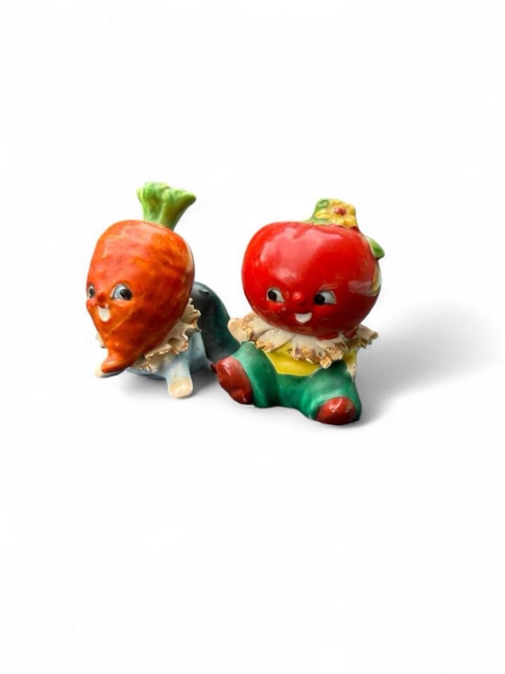 Vintage Japanese Tomato & Carrot Anthropomorphic Shaker Set